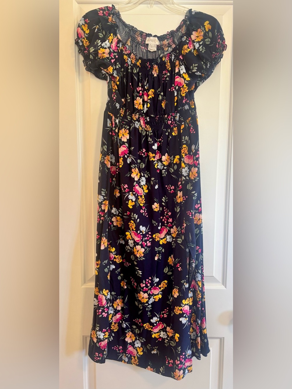 APRICOT Navy Floral Maxi Dress with Pink & Yellow Blooms